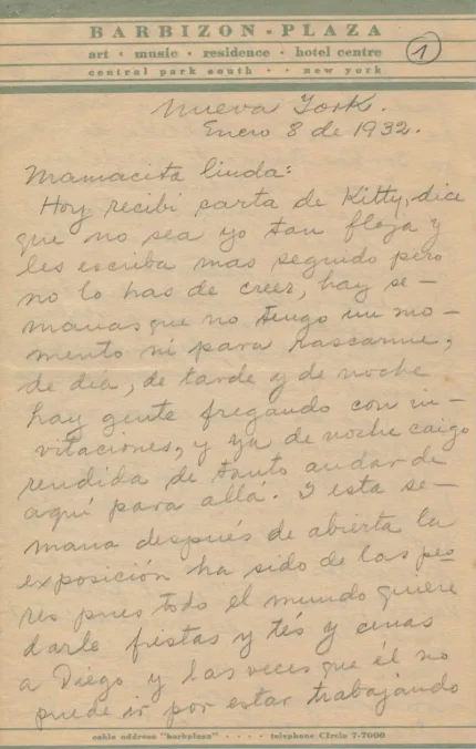 Frida Kahlo Letter to Her Mother Matilde Calderón de Kahlo (January 8) 1932 Poster PrintOvly