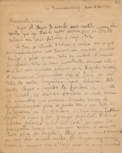 Frida Kahlo Letter to Her Mother Matilde Calderón de Kahlo (November 10) 1930 Poster PrintOvly