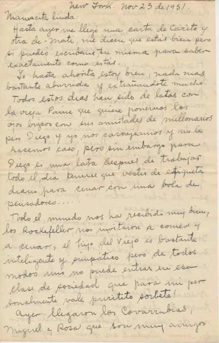 Frida Kahlo Letter to Her Mother Matilde Calderón de Kahlo (November 23) 1931 Poster PrintOvly