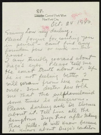 Frida Kahlo Letter to Emmy Lou Packard (New York) 1940 Poster PrintOvly