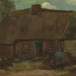 Vincent van Gogh Cottage with Peasant Woman Digging Poster 1888 Wall Art Painting
