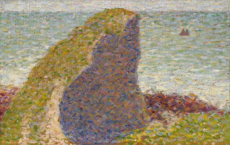 Georges SEURAT Study for Le Bec du Hoc, Grandcamp 1885 Katsushika Hokusai Georges Seurat Study for le Bec du Hoc Grandcamp Poster 1830 Wall Art Painting - Image 1