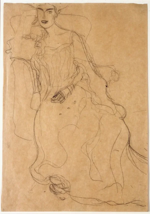 Gustav Klimt Adele Bloch Bauer Seated in an Armchair Facing Forward Resting Her Temple on Her Right Hand 1905 Poster PrintOvly