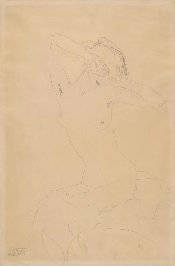 Gustav Klimt Awaking Lolling Girl (Study for the Virgin) 1905 Poster PrintOvly