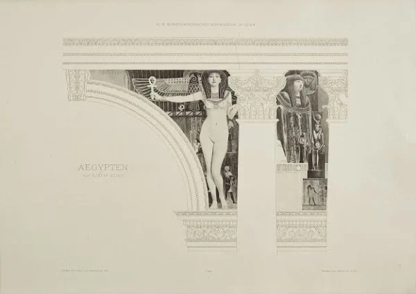 Gustav Klimt Egypt Print From the Zwickelbilder Im Stiegenhaus des K Kunsthistorischen Hof Museums Zu Wi 1905 Poster PrintOvly