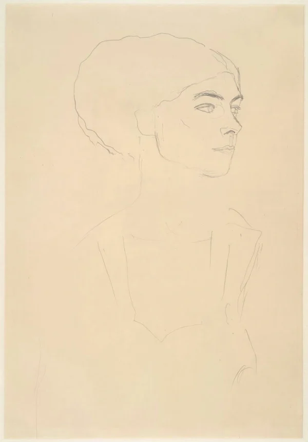 Gustav Klimt Female Head in Three Quarter Profile 1905 Poster PrintOvly