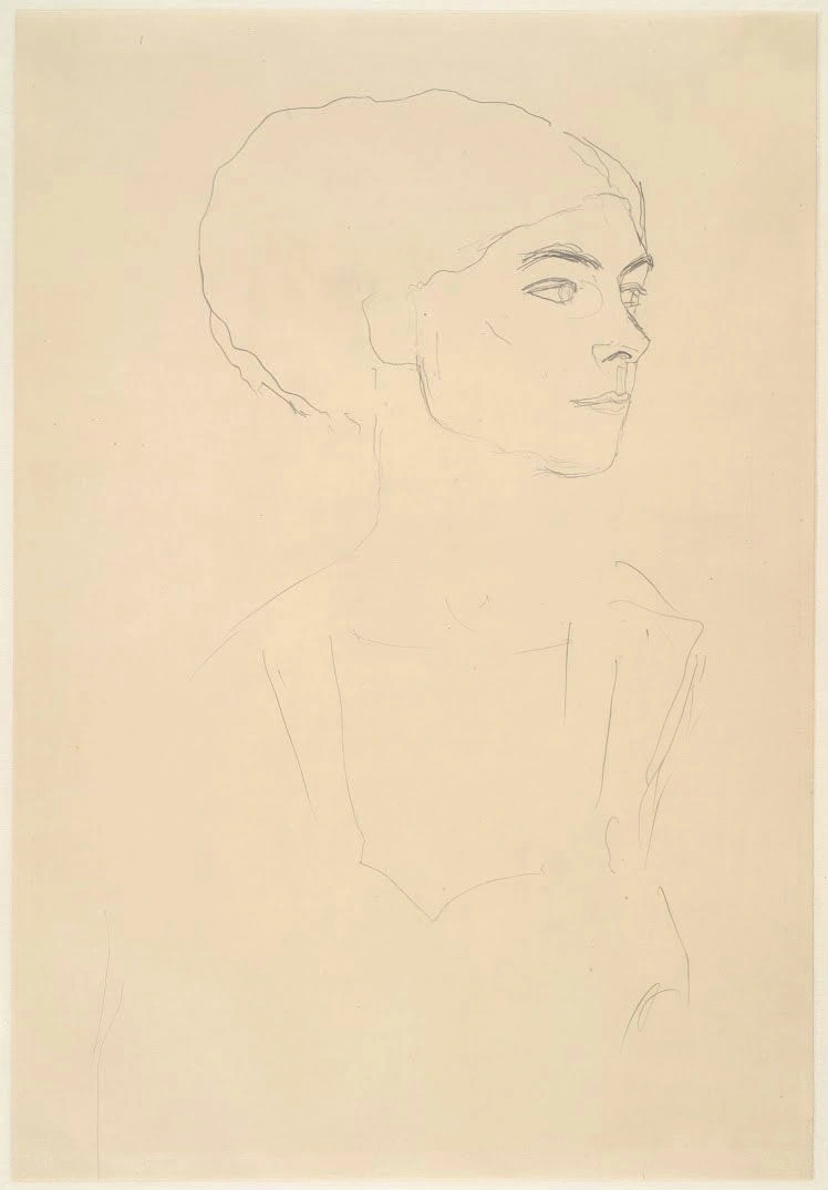 Gustav Klimt - Female Head in Three Quarter Profile Poster 1905 Gustav Klimt Female Head in Three Quarter Profile 1905 Poster PrintOvly