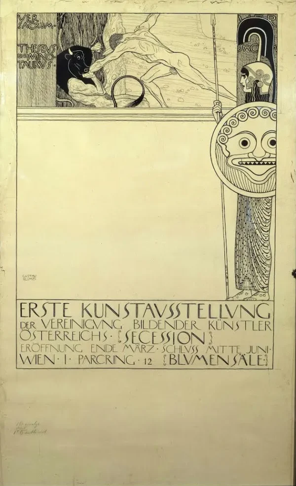 Gustav Klimt Final Drawing for the Poster of the First Secession Exhibition 1905 Poster PrintOvly