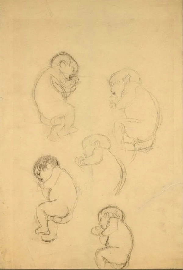 Gustav Klimt Five Studies of a Sleeping Baby (Study for the First Version of Medicine ) 1905 Poster PrintOvly