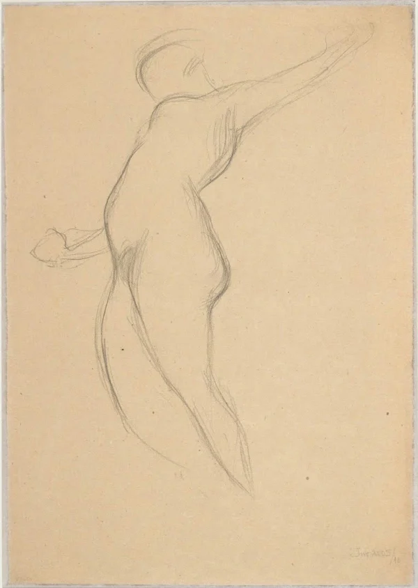 Gustav Klimt Floating Female Figure in Profile (Study for the Oil Sketch for Medicine) 1905 Poster PrintOvly