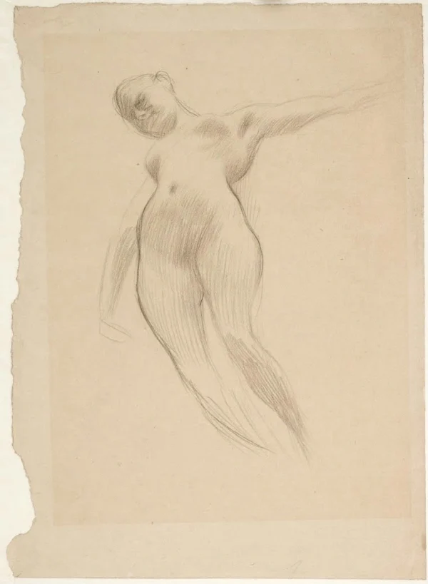 Gustav Klimt Floating Female Figure with One Arm Hanging and One Outstretched (Study for the Oil Sketch of Medicine) 1 1905 Poster PrintOvly