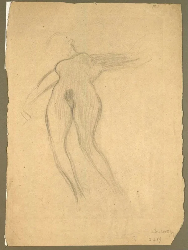 Gustav Klimt Floating Female Figure with Outstretched Arms (Study for Medicine) 1905 Poster PrintOvly