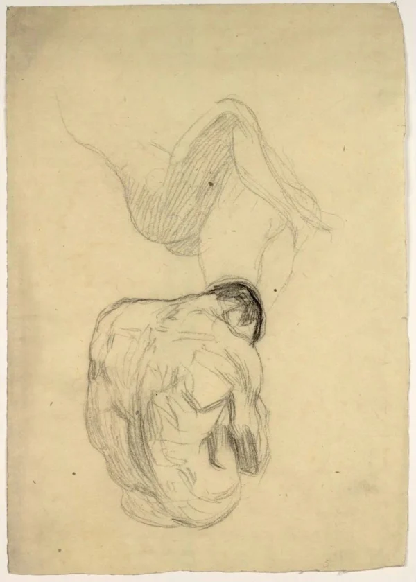 Gustav Klimt Fragment of a Couple Embracing Seated Male Nude Seen From Behind (Study for Philosophy ) 1905 Poster PrintOvly