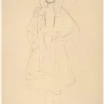 Gustav Klimt Girl Standing with Her Hands Resting on Her Hip (Study for the Portrait Mäda Primavesi) 1905 Poster PrintOvly
