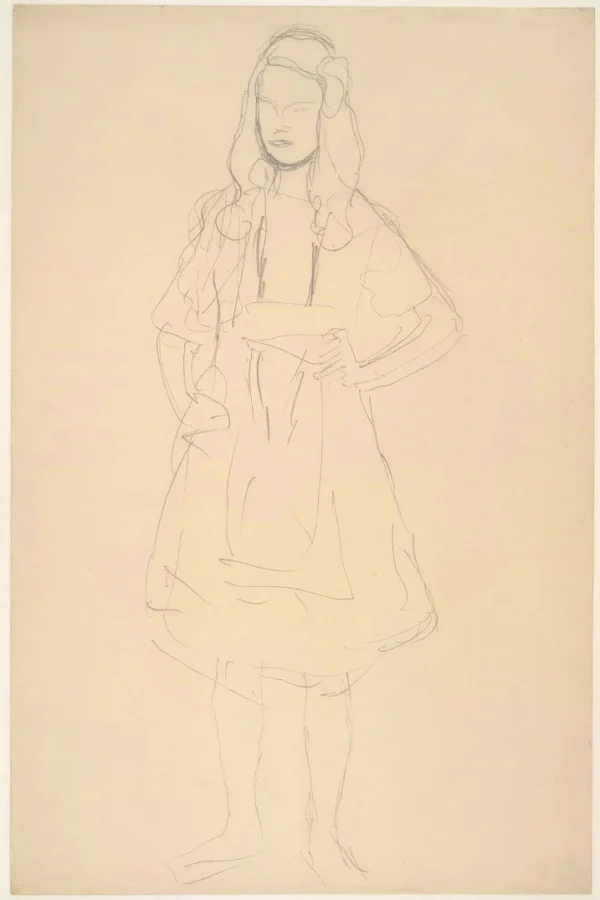 Gustav Klimt Girl Standing with Her Hands Resting on Her Hip (Study for the Portrait Mäda Primavesi) 1905 Poster PrintOvly