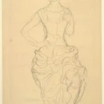 Gustav Klimt Girl with Puffy Dress (Study for the Virgin) 1905 Poster PrintOvly