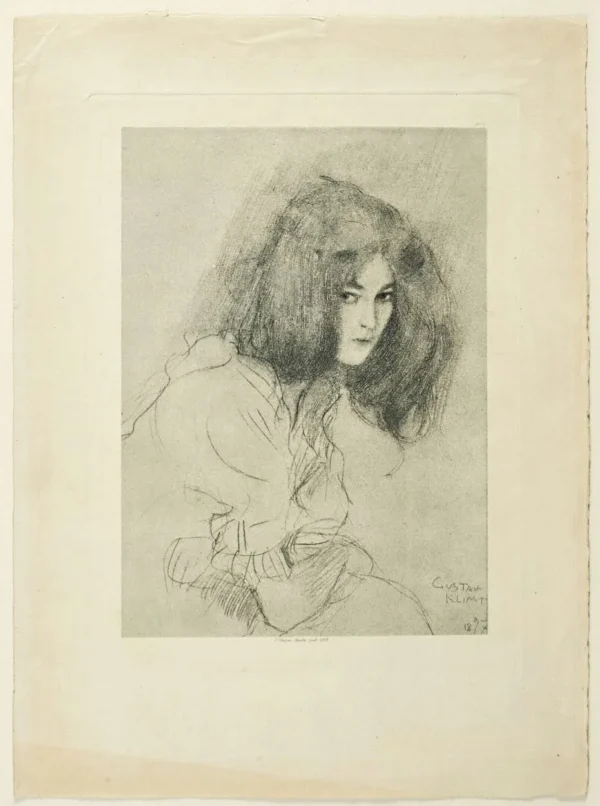 Gustav Klimt Girl's Head From the Berlin Published by C Casper 1905 Poster PrintOvly