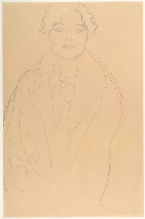 Gustav Klimt Half Length Portrait of a Woman Facing Forward (Study for the Portrait Johanna Staude) C 1905 Poster PrintOvly