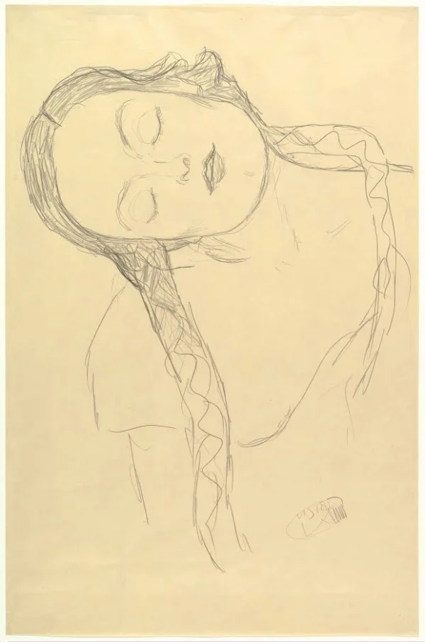 Gustav Klimt Half Figure of a Young Woman 1905 Poster PrintOvly