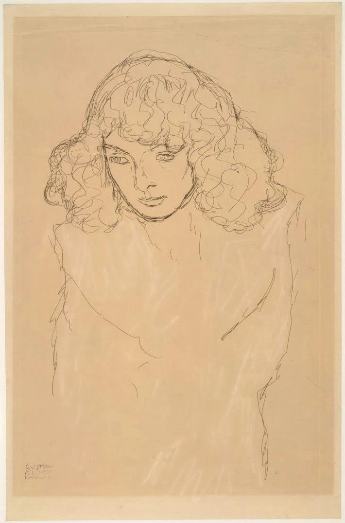 Gustav Klimt - Head and Shoulders Portrait Poster 1905 Gustav Klimt Head and Shoulders Portrait 1905 Poster PrintOvly