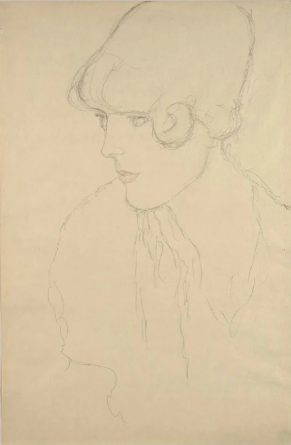 Gustav Klimt Head and Shoulders Portrait of Woman in Three Quarter Profile C 1905 Poster PrintOvly