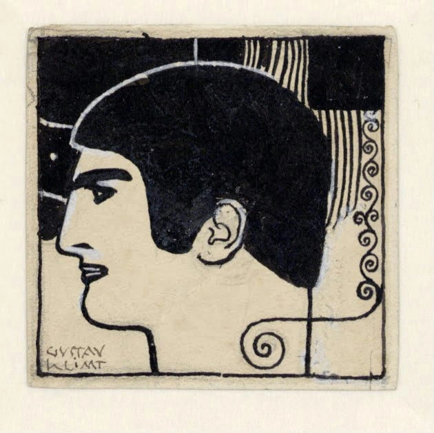 Gustav Klimt - Head of a Man in Profile (Illustration for Ver Sacrum) Poster 1905 Gustav Klimt Head of a Man in Profile (Illustration for Ver Sacrum) 1905 Poster PrintOvly