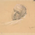 Gustav Klimt Head of a Reclining Man (Study for Theater in Taomina Burgtheater Vienna) 1905 Poster PrintOvly