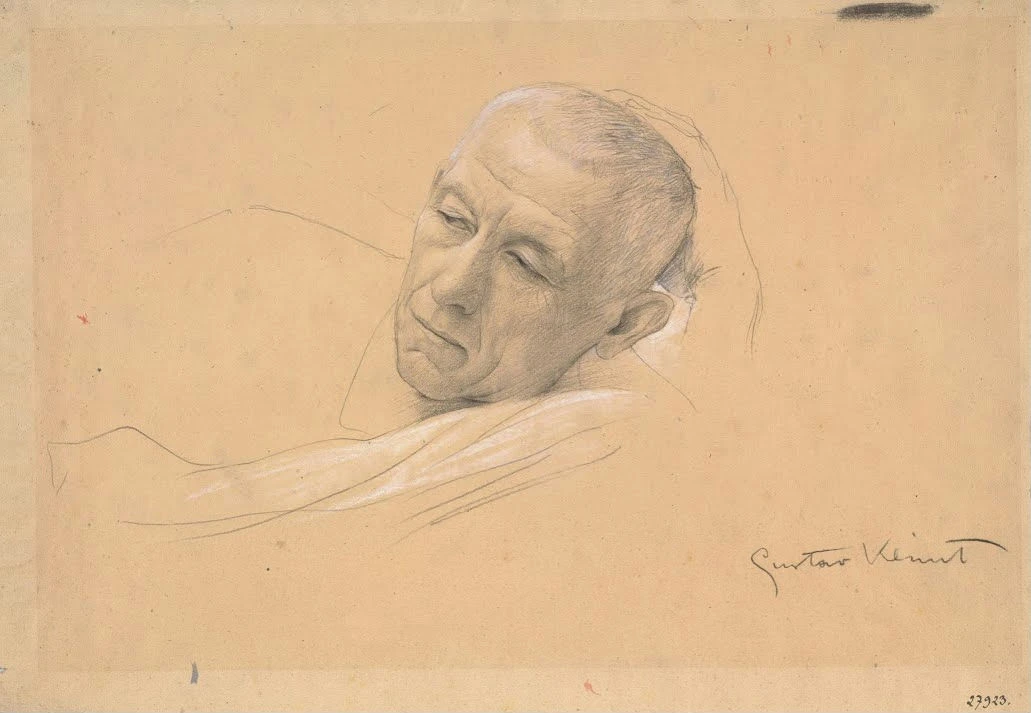 Gustav Klimt - Head of a Reclining Man (Study for Theater in Taomina Burgtheater Vienna) Poster 1905 Gustav Klimt Head of a Reclining Man (Study for Theater in Taomina Burgtheater Vienna) 1905 Poster PrintOvly
