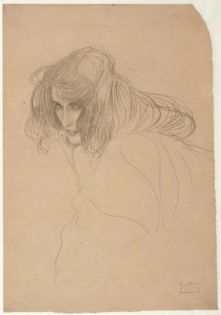 Gustav Klimt - Head of a Woman in Three Quarter Profile (Study for Unchastity of the Beethoven Frieze) C Poster 1905 Gustav Klimt Head of a Woman in Three Quarter Profile (Study for Unchastity of the Beethoven Frieze) C 1905 Poster PrintOvly