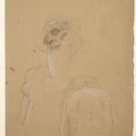 Gustav Klimt Head of an Old Man Seated Female Nude Seen From Behind of a Female Torso (Studies for the First V 1905 Poster PrintOvly