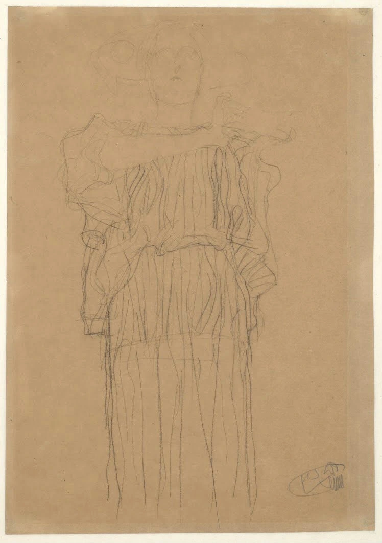 Gustav Klimt - Hygieia with Broad Headdress (Study for the Oil Sketch for Medicine) Poster 1905 Gustav Klimt Hygieia with Broad Headdress (Study for the Oil Sketch for Medicine) 1905 Poster PrintOvly