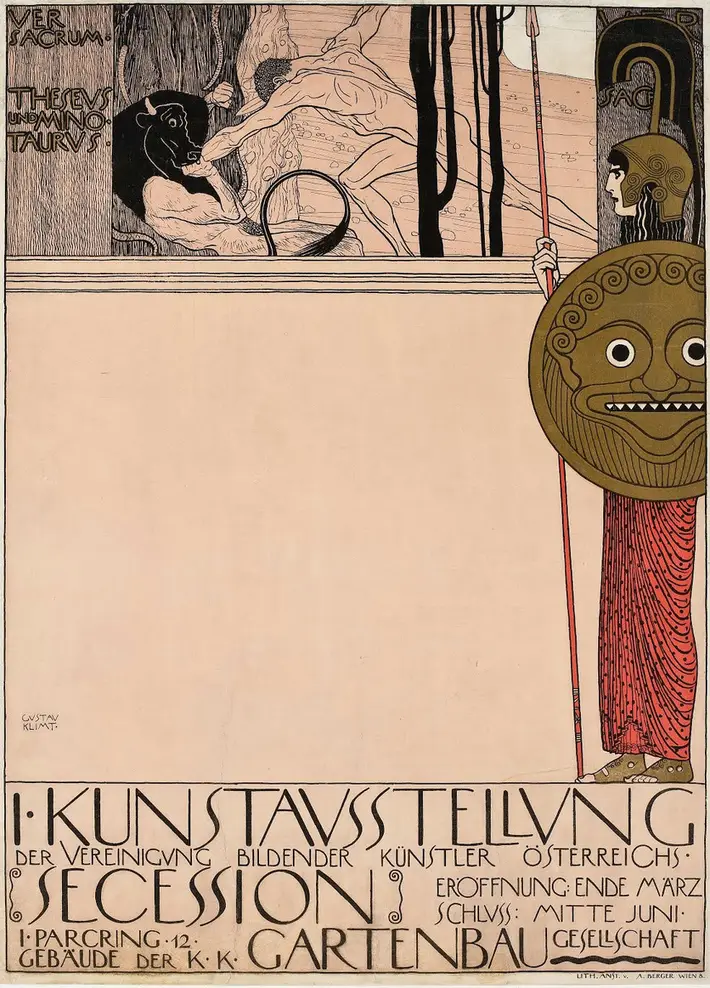 Gustav Klimt - I Kunstausstellung Der Vereinigung Bildender Künstler Österreichs Secession (zensuriert) Poster 1905 Gustav Klimt I Kunstausstellung Der Vereinigung Bildender Künstler Österreichs Secession (zensuriert) 1905 Poster PrintOvly