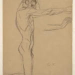 Gustav Klimt Kneeling Male Nude with Outstreched Arms (Study for the Sufferings of Weak Humanity of the Beethoven Fri 1905 Poster PrintOvly