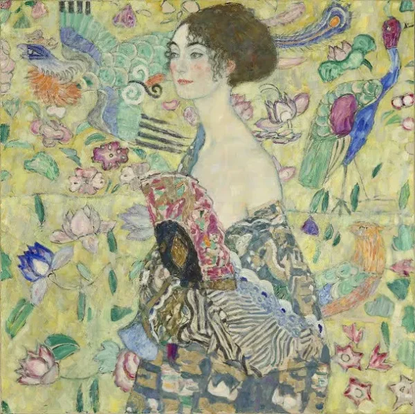 Gustav Klimt Lady with Fan 1905 Poster PrintOvly