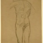Gustav Klimt Male Nude with Outstretched Left Arm Seen From Behind (Study for the Oil Sketch of Philosophy) 1905 Poster PrintOvly