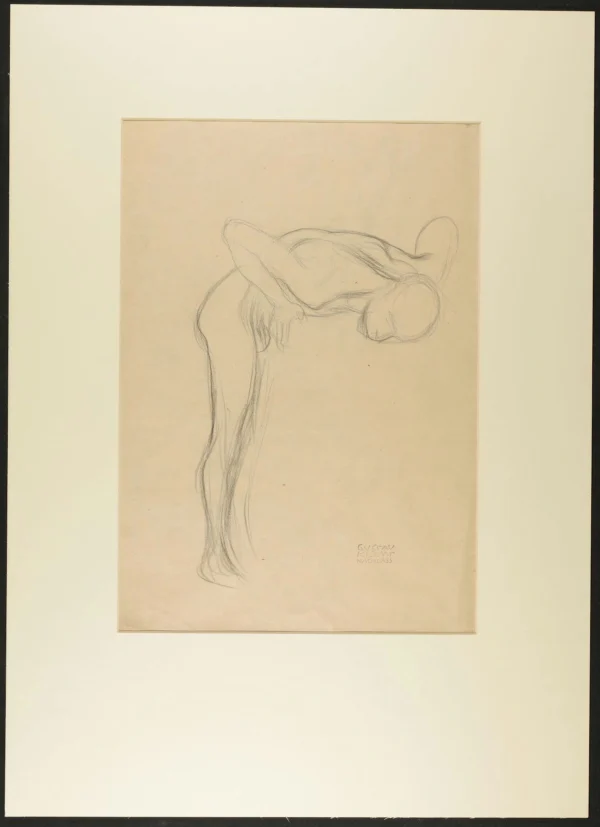 Gustav Klimt Male Nude Turned to the Right Upper Body and Hands Laid on a Desk Study on the Faculty Painting Medicine 1905 Poster PrintOvly