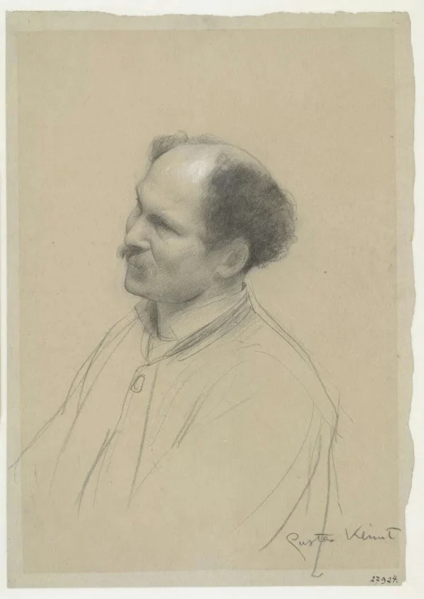 Gustav Klimt Man in Three Quarter View (Study for Shakespeare's Globe Theatre Burgtheater Vienna) 1905 Poster PrintOvly