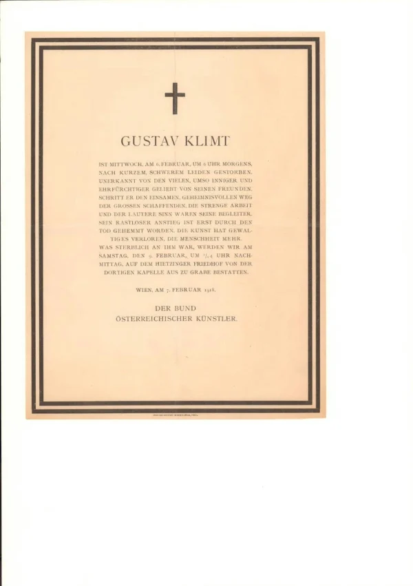 Gustav Klimt Message to Gustav Klimt Written by the Federation of Artists 07 02 1905 Poster PrintOvly