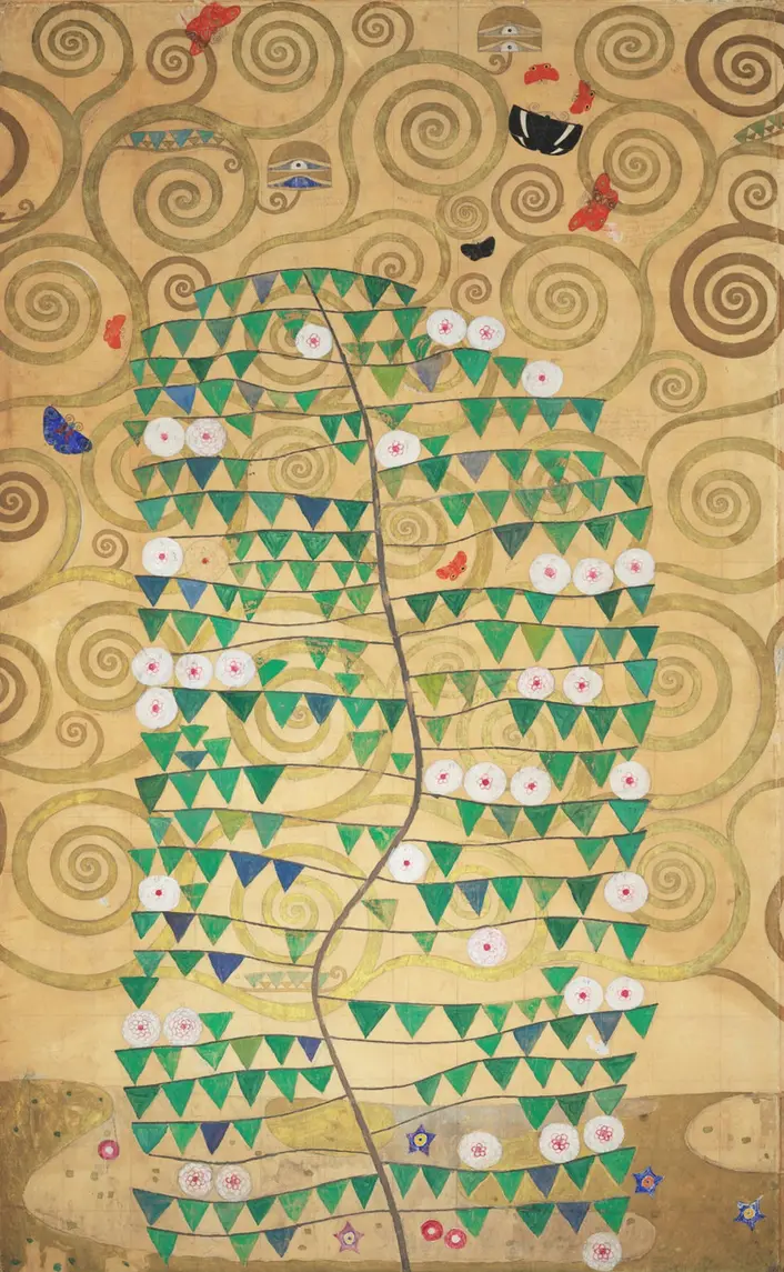 Gustav Klimt - Nine Cartoons for the Execution of a Frieze for the Dining Room of Stoclet House in Brussels 6 Roseb Poster 1905 Gustav Klimt Nine Cartoons for the Execution of a Frieze for the Dining Room of Stoclet House in Brussels 6 Roseb 1905 Poster PrintOvly