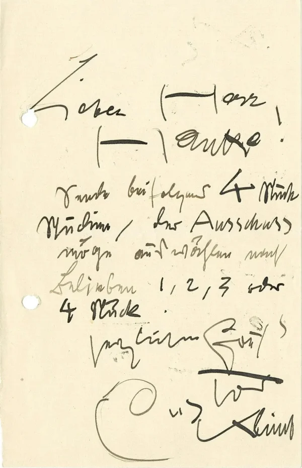 Gustav Klimt Note to the Secretary of the Secession Franz Hancke 20th Century 1905 Poster PrintOvly