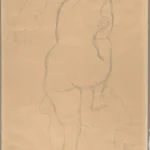 Gustav Klimt Nude with One Leg Propped Up Seen From Behind with Repetition on Left (Study for the Virgin) 1905 Poster PrintOvly