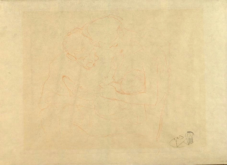 Gustav Klimt - Parents with Baby (Study for Hope Ii) Poster 1905 Gustav Klimt Parents with Baby (Study for Hope Ii) 1905 Poster PrintOvly