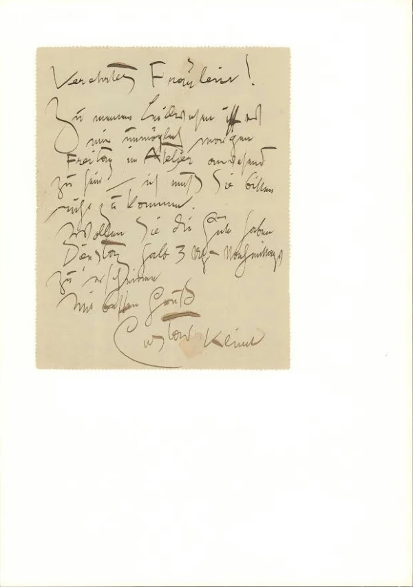 Gustav Klimt Pneumatic Tube Card Letter to Marie Zimmermann 18 11 1905 Poster PrintOvly