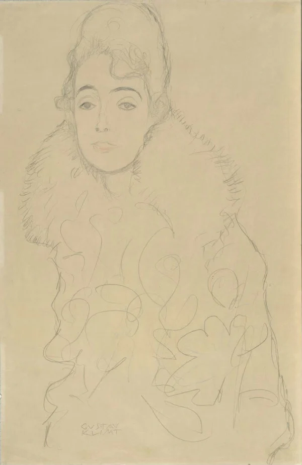 Gustav Klimt Portrait of a Lady Wearing a Fur (Study for Girlfriends Ii) 1905 Poster PrintOvly