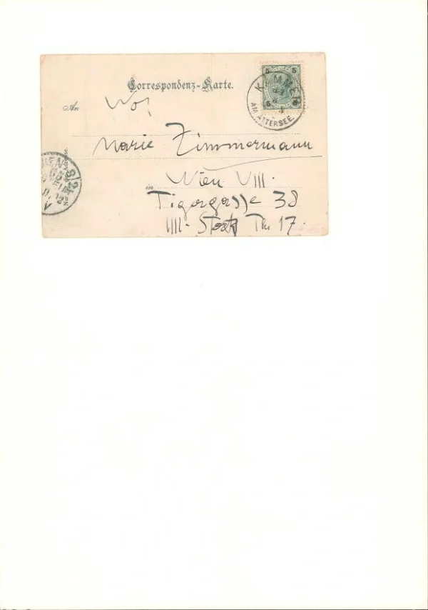 Gustav Klimt Postcard at Lake Attersee to Marie Zimmermann in Vienna 31 08 (Postmark) 1905 Poster PrintOvly
