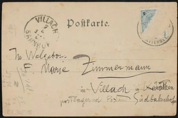 Gustav Klimt Postcard at Lake Attersee to Marie Zimmermann in Villach Undated Propably 08 1905 Poster PrintOvly