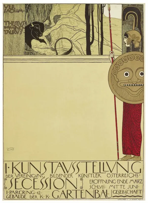 Gustav Klimt Poster for the 1st Exhibition of the Vienna Secession (26 03 06 ) Censored Version 26 03 1905 Poster PrintOvly