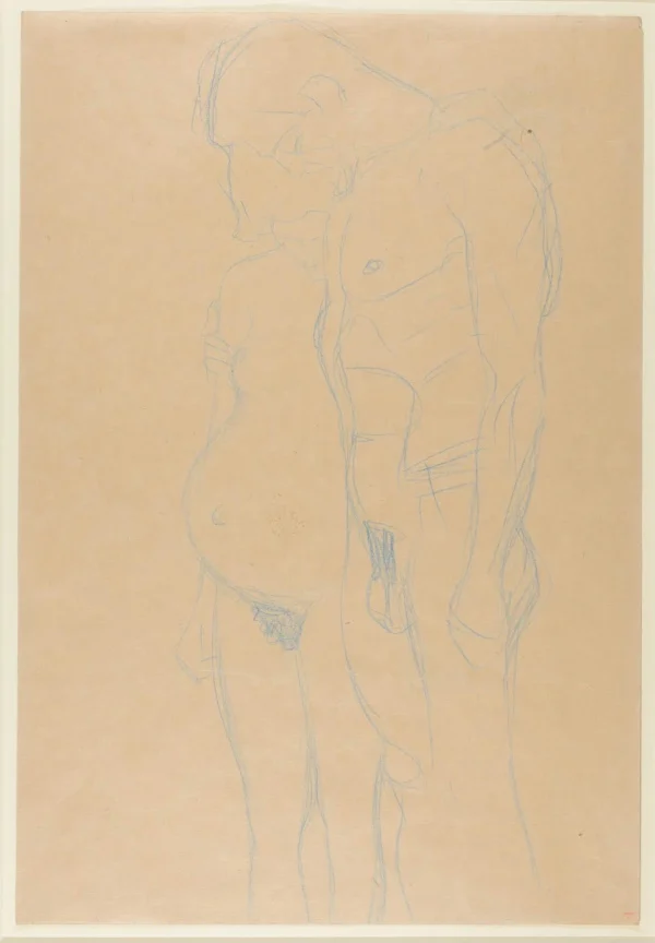 Gustav Klimt Pregnant Woman with Her Head Bowed Hugged by a Man with His Head Bowed As Well Study for the Painting Ho 1905 Poster PrintOvly