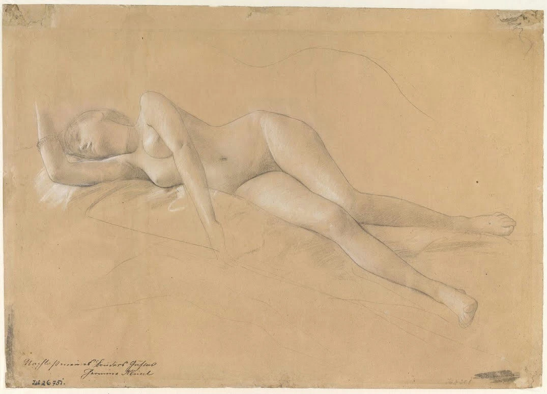 Gustav Klimt - Reclining Maenad (Study for Altar of Dionysus Burghteater Vienna) Poster 1905 Gustav Klimt Reclining Maenad (Study for Altar of Dionysus Burghteater Vienna) 1905 Poster PrintOvly