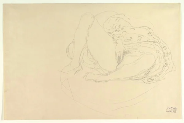Gustav Klimt Reclining Nude with Drapery 1905 Poster PrintOvly